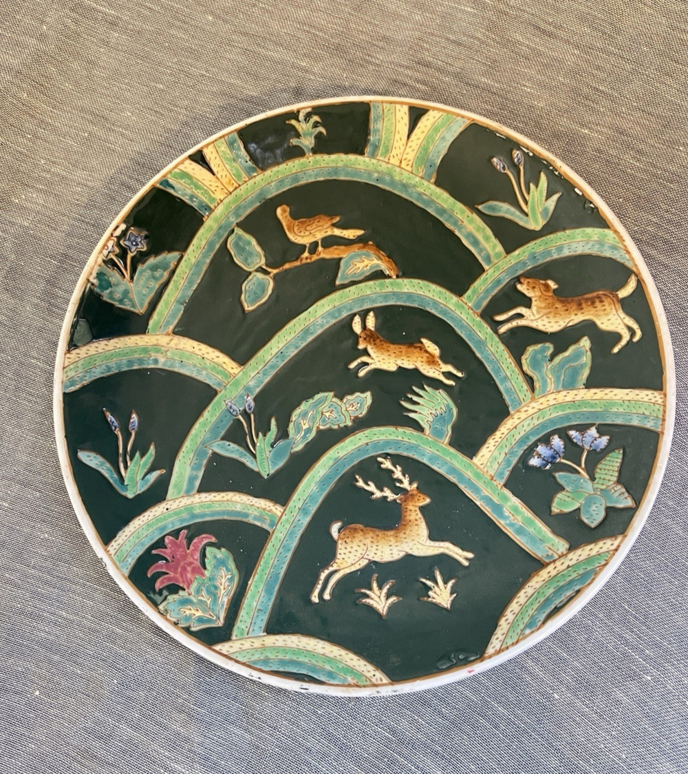 Chinese Porcelain 10" Vintage Decorative Plate Hand Painted Animals Wall Decor